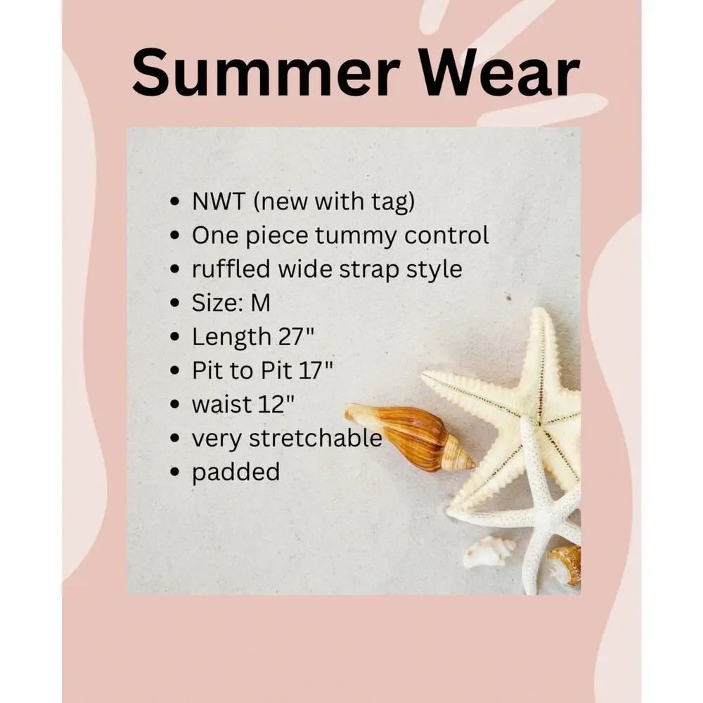 Nwt‎ Medium Black Ruffled One-piece Swimsuit